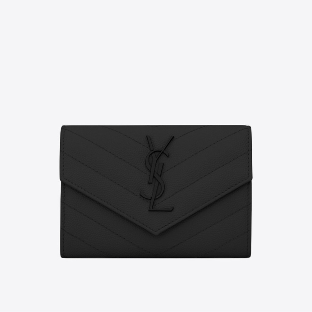 YSLCASSANDRE MATELASSÉ SMALL ENVELOPE WALLET IN GRAIN DE POUDRE EMBOSSED LEATHER